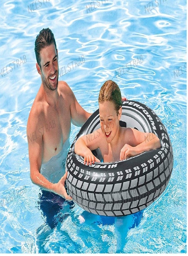 NELSTRAB:- Tire Swimming Ring Swim Tube for Kids and Girls and Boys Swimming Learning Tube Ring(9 + Year Up)(Size - 36''inch)(Bleck Colar)(1 PIS) - Image 3